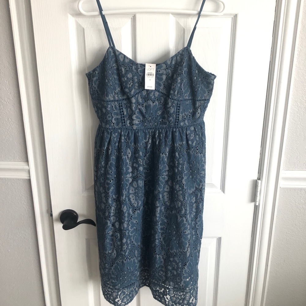 Ann Taylor LOFT blue lace dress